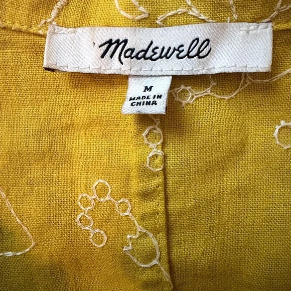 MADEWELL Embroidered Linen-Blend Resort Crop Shirt Medium - Picture 5 of 5